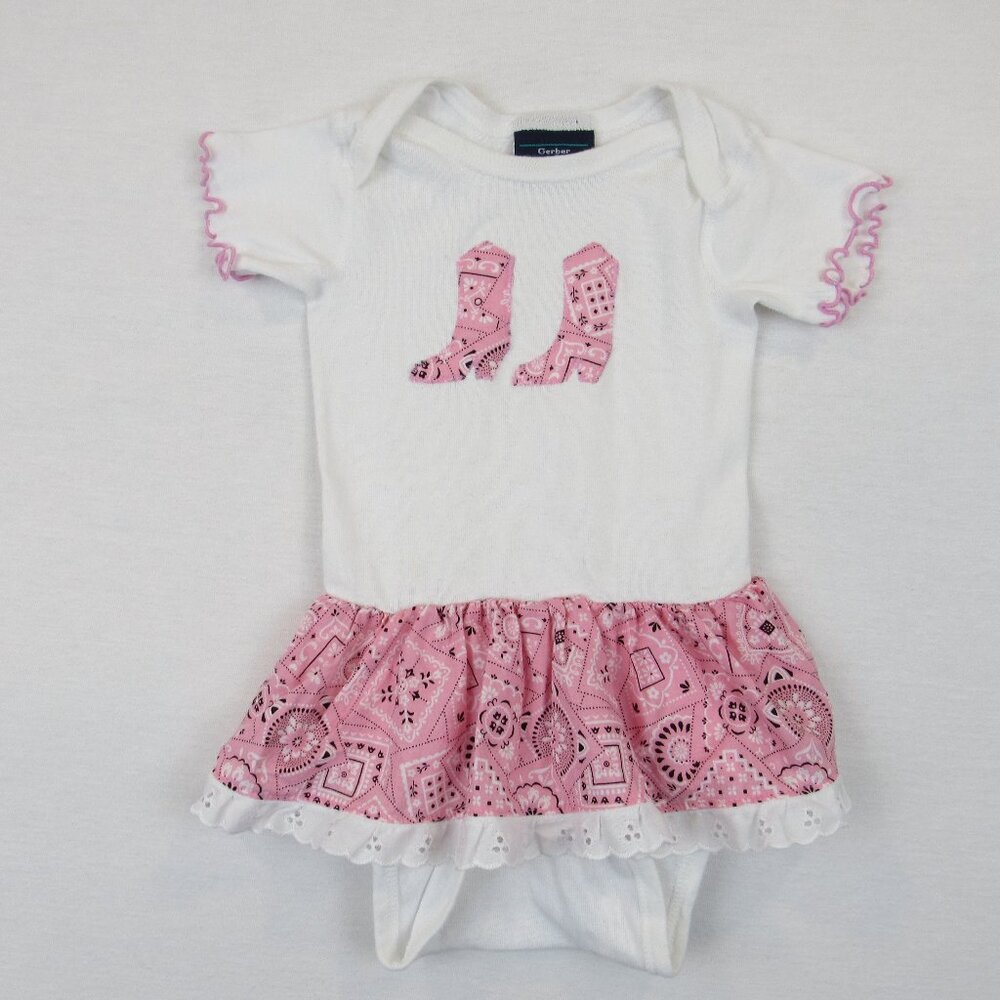 Gerber Childswear Vintage Onesie Toddler Girl's Size 18 M Bandana Skirt Cowgirl